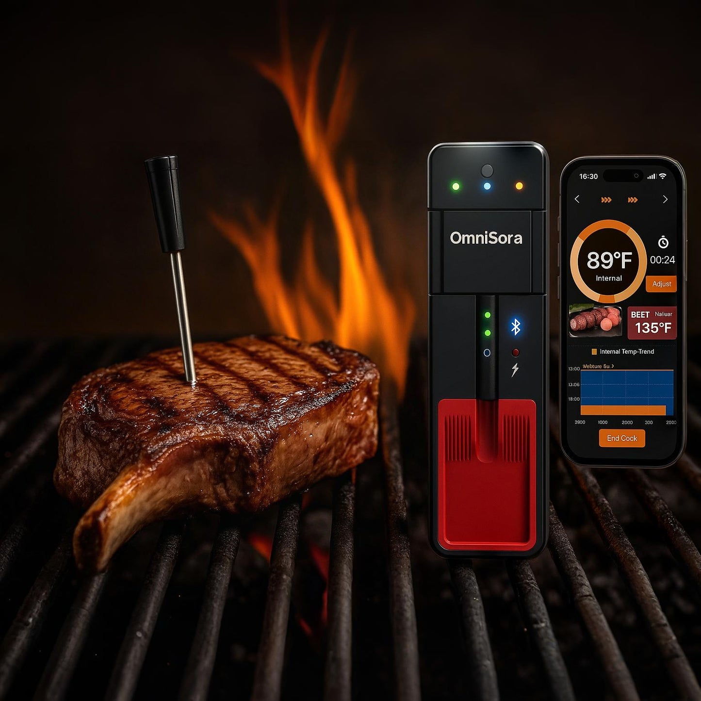OmniSora Smart Wireless Meat Thermometer – T Model